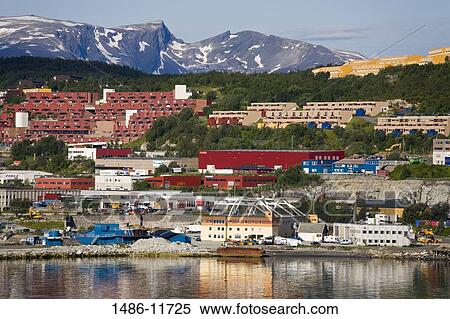 Stock Photography - Buildings at the waterfront, Tromso, Toms County, Nord-Norge, Norway. Fotosearch