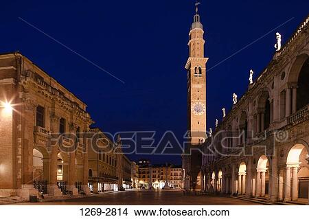 Buildings lit up at night, Piazza Dei Signori, Vicenza, Veneto, Italy View Large Photo Image Picture - Buildings lit up at night, Piazza Dei Signori, Vicenza, Veneto, Italy. Fotosearch