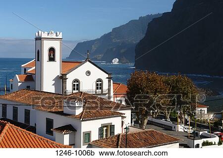 Stock Image - Church at the coast, Ponta Delgada, Sao Vicente, Madeira, Portugal. Fotosearch