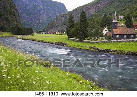 Church at the riverbank, Flam Church, Flamsdalen Valley River, Flam, Aurlandsfjord, Sogn Og Fjordane, Norway View Large Photo Image Stock Image - Church at the riverbank, Flam Church, Flamsdalen Valley River, Flam, Aurlandsfjord, Sogn Og Fjordane, Norway. Fotosearch