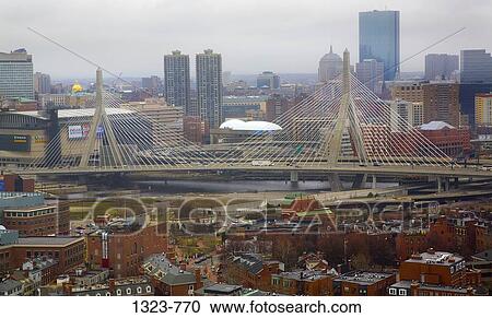 Cityscape with a suspension bridge, Leonard P. Zakim Bunker Hill Bridge, Boston, Suffolk County, Massachusetts, USA View Large Photo Image Stock Image - Cityscape with a suspension bridge, Leonard P. Zakim Bunker Hill Bridge, Boston, Suffolk County, Massachusetts, USA. Fotosearch