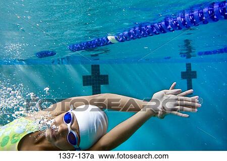 Close-up of a girl swimming in a swimming pool View Large Photo Image Stock Image - Close-up of a girl swimming in a swimming pool. Fotosearch
