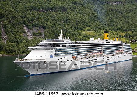 Cruise ship in the fjord, Costa Mediterranea, Geirangerfjord, More og Romsdal, Sunnmore, Norway View Large Photo Image Stock Photo - Cruise ship in the fjord, Costa Mediterranea, Geirangerfjord, More og Romsdal, Sunnmore, Norway. Fotosearch
