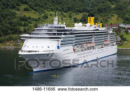 Cruise ship in the fjord, Costa Mediterranea, Geirangerfjord, More og Romsdal, Sunnmore, Norway View Large Photo Image Stock Photograph - Cruise ship in the fjord, Costa Mediterranea, Geirangerfjord, More og Romsdal, Sunnmore, Norway. Fotosearch
