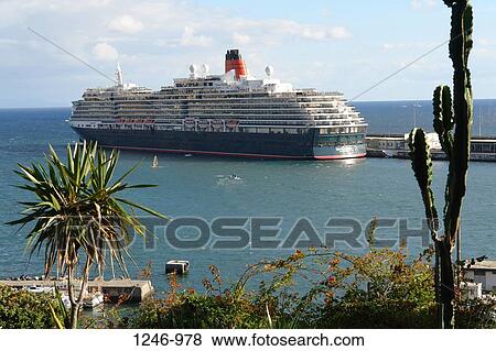Cruise ship in the ocean, MS Queen Victoria, Cunard Line, Funchal, Madeira, Portugal View Large Photo Image Stock Photo - Cruise ship in the ocean, MS Queen Victoria, Cunard Line, Funchal, Madeira, Portugal. Fotosearch