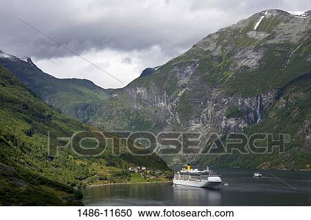Cruise ship in the sea, Geirangerfjord, More og Romsdal, Sunnmore, Norway View Large Photo Image Stock Image - Cruise ship in the sea, Geirangerfjord, More og Romsdal, Sunnmore, Norway. Fotosearch