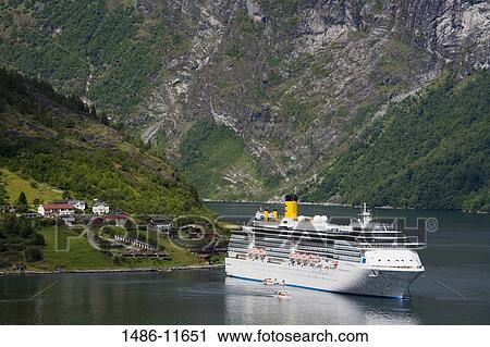 Cruise ship in the sea, Geirangerfjord, More og Romsdal, Sunnmore, Norway View Large Photo Image Stock Image - Cruise ship in the sea, Geirangerfjord, More og Romsdal, Sunnmore, Norway. Fotosearch