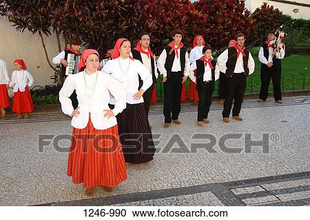 Dancers of a Campanario folklore group dancing in traditional garb, Funchal, Madeira, Portugal View Large Photo Image Stock Image - Dancers of a Campanario folklore group dancing in traditional garb, Funchal, Madeira, Portugal. Fotosearch
