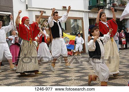 Dancers of a Gaula folklore group in traditional garb, Funchal, Madeira, Portugal View Large Photo Image Stock Photo - Dancers of a Gaula folklore group in traditional garb, Funchal, Madeira, Portugal. Fotosearch