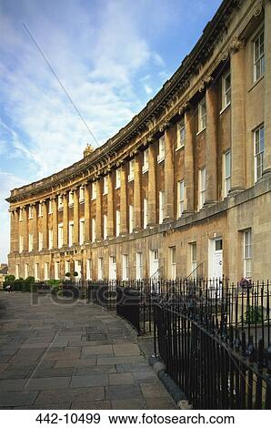 Facade of a crescent, Royal Crescent, Bath, Somerset, England View Large Photo Image Stock Photo - Facade of a crescent, Royal Crescent, Bath, Somerset, England. Fotosearch