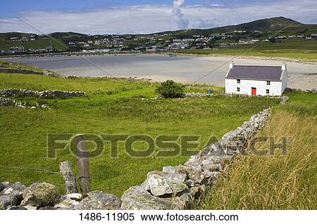 Stock Photography - Farmhouse in a field, Rosapenna, County Donegal, Ulster Province, Ireland. Fotosearch
