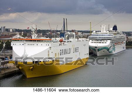 Ferry at a harbor, Southampton, Hampshire, England View Large Photo Image Picture - Ferry at a harbor, Southampton, Hampshire, England. Fotosearch
