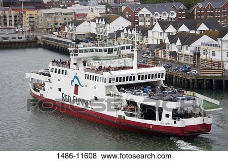 Stock Photo - Ferry at a harbor, Southampton, Hampshire, England. Fotosearch