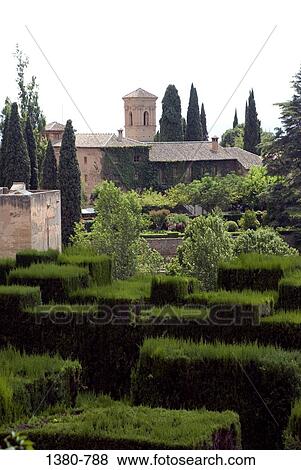 Formal garden in front of a palace, Alhambra, Granada, Andalusia, Spain View Large Photo Image Stock Photo - Formal garden in front of a palace, Alhambra, Granada, Andalusia, Spain. Fotosearch