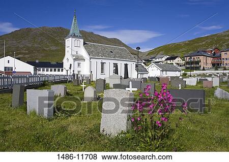 Graveyard near a church, Honningsvag Church, Honningsvag, Mageroya Island, Nordkapp, Finnmark County, Norway View Large Photo Image Stock Photo - Graveyard near a church, Honningsvag Church, Honningsvag, Mageroya Island, Nordkapp, Finnmark County, Norway. Fotosearch