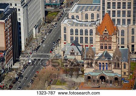 High angle view of a church, Trinity Church, Copley Square, Boston, Suffolk County, Massachusetts, USA View Large Photo Image Stock Photo - High angle view of a church, Trinity Church, Copley Square, Boston, Suffolk County, Massachusetts, USA. Fotosearch