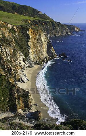 High angle view of a coastline, Bixby Creek, Big Sur Coast, Big Sur, California, USA View Large Photo Image Stock Photograph - High angle view of a coastline, Bixby Creek, Big Sur Coast, Big Sur, California, USA. Fotosearch