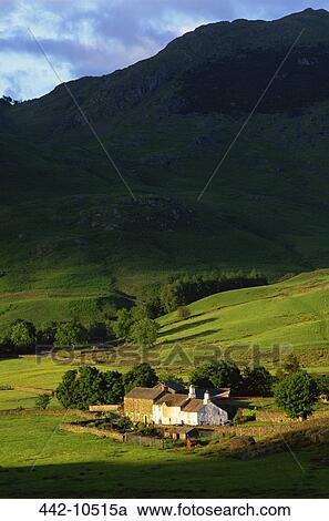 High angle view of a farmhouse, Little Langdale, English Lake District, Cumbria, England View Large Photo Image Stock Image - High angle view of a farmhouse, Little Langdale, English Lake District, Cumbria, England. Fotosearch