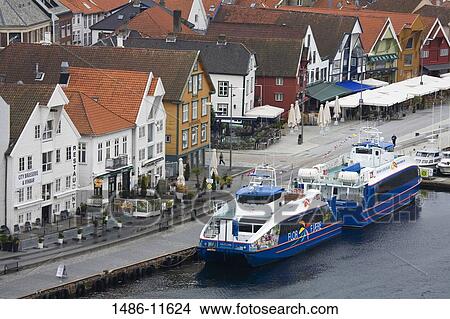 High angle view of a ferry at a harbor, Stavanger, Rogaland County, Norway View Large Photo Image Picture - High angle view of a ferry at a harbor, Stavanger, Rogaland County, Norway. Fotosearch