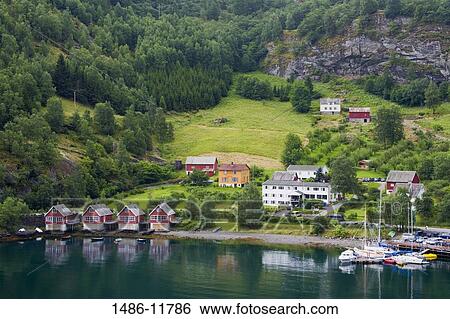 High angle view of a village on the coast, Flam, Aurlandsfjord, Sogn Og Fjordane, Norway View Large Photo Image Stock Photograph - High angle view of a village on the coast, Flam, Aurlandsfjord, Sogn Og Fjordane, Norway. Fotosearch