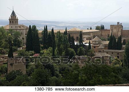 High angle view of buildings in a city, Alhambra, Granada, Andalusia, Spain View Large Photo Image Stock Photography - High angle view of buildings in a city, Alhambra, Granada, Andalusia, Spain. Fotosearch