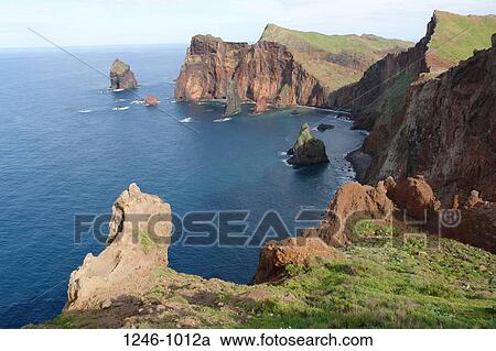 High angle view of cliffs at the coast, Ponta de Sao Lourenco, Madeira, Portugal View Large Photo Image Stock Image - High angle view of cliffs at the coast, Ponta de Sao Lourenco, Madeira, Portugal. Fotosearch