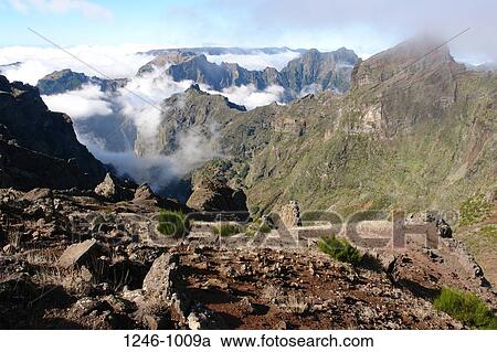 High angle view of mountains, Pico do Arieiro, Madeira, Portugal View Large Photo Image Stock Image - High angle view of mountains, Pico do Arieiro, Madeira, Portugal. Fotosearch