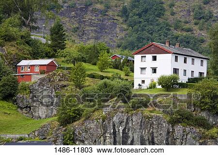 Houses in a village, Flam, Aurlandsfjord, Sogn Og Fjordane, Norway View Large Photo Image Stock Image - Houses in a village, Flam, Aurlandsfjord, Sogn Og Fjordane, Norway. Fotosearch