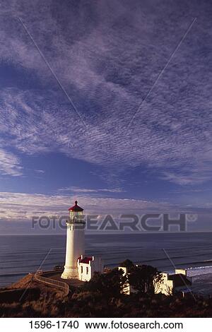 Stock Image - Lighthouse on the coast, North Head Lighthouse, Cape Disappointment State Park, Lewis and Clark National and State Historical Parks, Washington State, USA. Fotosearch