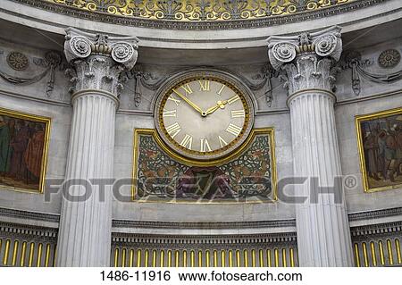 Stock Photograph - Low angle view of a clock in a city hall, Dublin, County Dublin, Ireland. Fotosearch