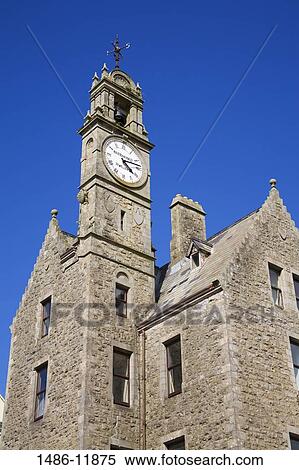 Stock Photography - Low angle view of a clock tower, Ballyshannon, County Donegal, Ulster Province, Republic of Ireland. Fotosearch