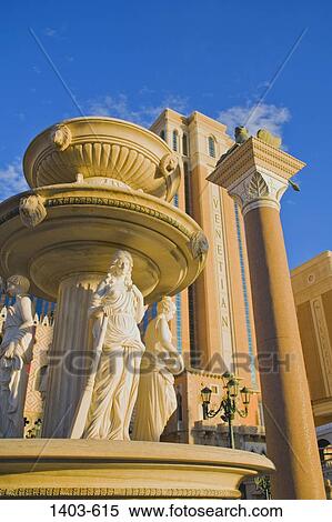 Stock Photography - Low angle view of a fountain in front of a hotel, Venetian Hotel, Las Vegas, Clark County, Nevada, USA. Fotosearch