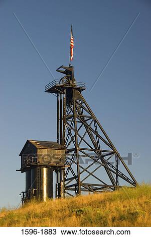Low angle view of a headframe, Travona Mine, Butte, Montana, USA View Large Photo Image Stock Image - Low angle view of a headframe, Travona Mine, Butte, Montana, USA. Fotosearch