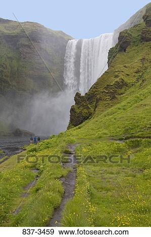 Low angle view of a Skogafoss waterfall, Iceland View Large Photo Image Stock Photo - Low angle view of a Skogafoss waterfall, Iceland. Fotosearch