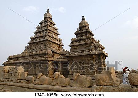 Stock Image - Low angle view of a temple, Shore Temple, Mahabalipuram, Tamil Nadu, India. Fotosearch