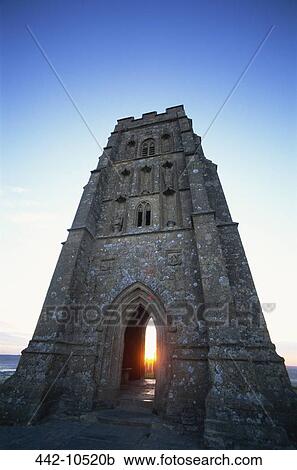 Low angle view of a tower, St. Michael's Tower, Glastonbury Tor, Glastonbury, Somerset, England View Large Photo Image Stock Image - Low angle view of a tower, St. Michael's Tower, Glastonbury Tor, Glastonbury, Somerset, England. Fotosearch