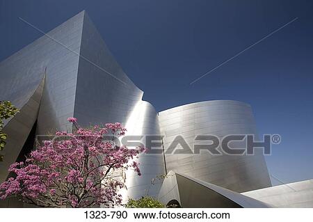 Stock Image - Low angle view of an entertainment building, Walt Disney Concert Hall, City of Los Angeles, Los Angeles County, California, USA. Fotosearch