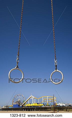 Low angle view of gymnastic rings in an amusement park, Santa Monica Pier, Santa Monica, Los Angeles County, California, USA View Large Photo Image Stock Image - Low angle view of gymnastic rings in an amusement park, Santa Monica Pier, Santa Monica, Los Angeles County, California, USA. Fotosearch