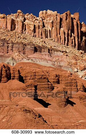 Stock Image - Low angle view of rock formations on a landscape, Kodachrome Basin State Park, Utah, USA. Fotosearch
