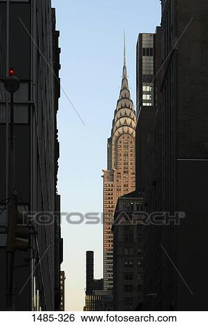 Stock Photograph - Low angle view of skyscrapers, Chrysler Building, Manhattan, New York City, New York State, USA. Fotosearch