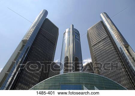 Low angle view of skyscrapers, Renaissance Center, Detroit, Wayne County, Michigan, USA View Large Photo Image Stock Image - Low angle view of skyscrapers, Renaissance Center, Detroit, Wayne County, Michigan, USA. Fotosearch