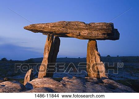 Megalithic stone tomb, Poulnabrone Dolmen, The Burren, County Clare, Munster Province, Republic of Ireland View Large Photo Image Picture - Megalithic stone tomb, Poulnabrone Dolmen, The Burren, County Clare, Munster Province, Republic of Ireland. Fotosearch