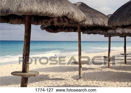 Palapas on the beach, Cancun, Mexico View Large Photo Image Stock Photo - Palapas on the beach, Cancun, Mexico. Fotosearch