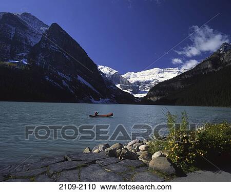 Person kayaking in a lake, Lake Louise, Victoria Glacier, Banff National Park, Alberta, Canada View Large Photo Image Stock Image - Person kayaking in a lake, Lake Louise, Victoria Glacier, Banff National Park, Alberta, Canada. Fotosearch