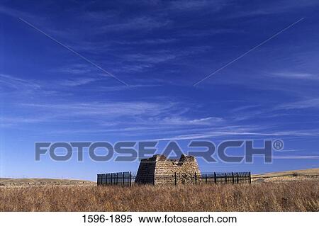 Stock Photography - Ruins of a building in a field, Giant Springs State Park, Great Falls, Montana, USA. Fotosearch