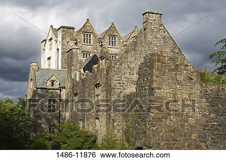 Stock Photograph - Ruins of a castle, Donegal Castle, Donegal, County Donegal, Ulster Province, Republic of Ireland. Fotosearch