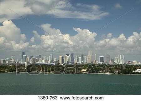 Sea with skyscrapers in the background, Miami, Florida, USA View Large Photo Image Stock Image - Sea with skyscrapers in the background, Miami, Florida, USA. Fotosearch