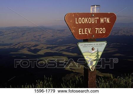 Signboard indicating the elevation on the top of a mountain, Lookout Mountain, Bureau of Land Management, Vale District, Oregon, USA View Large Photo Image Stock Photo - Signboard indicating the elevation on the top of a mountain, Lookout Mountain, Bureau of Land Management, Vale District, Oregon, USA. Fotosearch