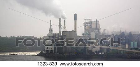 Smoke emerging from smoke stacks of a pulp mill, St. John, New Brunswick, Canada View Large Photo Image Stock Photo - Smoke emerging from smoke stacks of a pulp mill, St. John, New Brunswick, Canada. Fotosearch