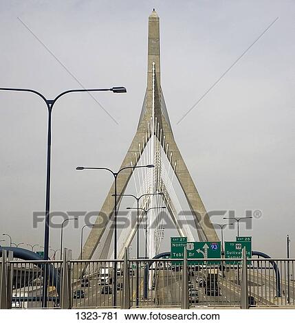 Street lights on a bridge, Leonard P. Zakim Bunker Hill Bridge, Boston, Suffolk County, Massachusetts, USA View Large Photo Image Stock Image - Street lights on a bridge, Leonard P. Zakim Bunker Hill Bridge, Boston, Suffolk County, Massachusetts, USA. Fotosearch